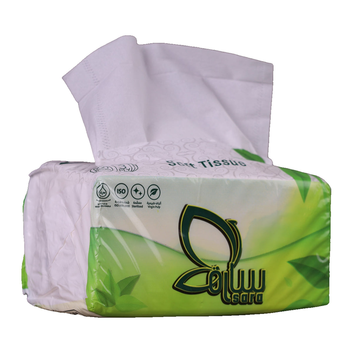Sara Tissues 500 medium pack, tissue pulled up