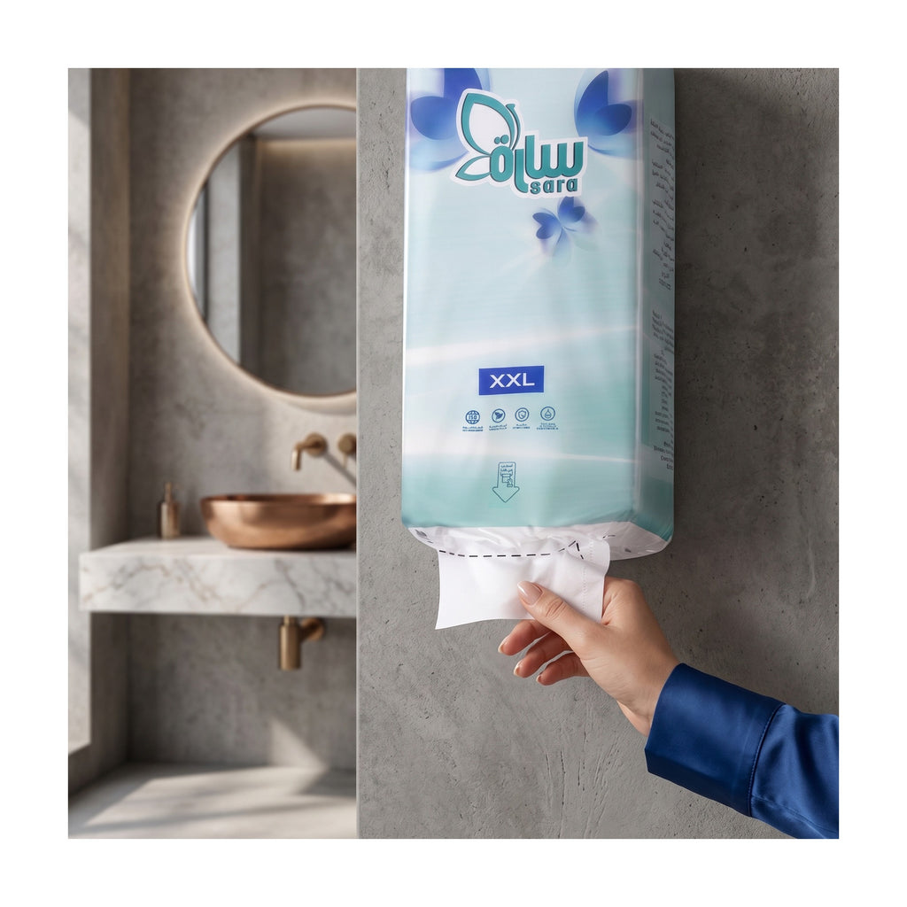 Sara Easy Flow XXL hanging on a bathroom wall, in use