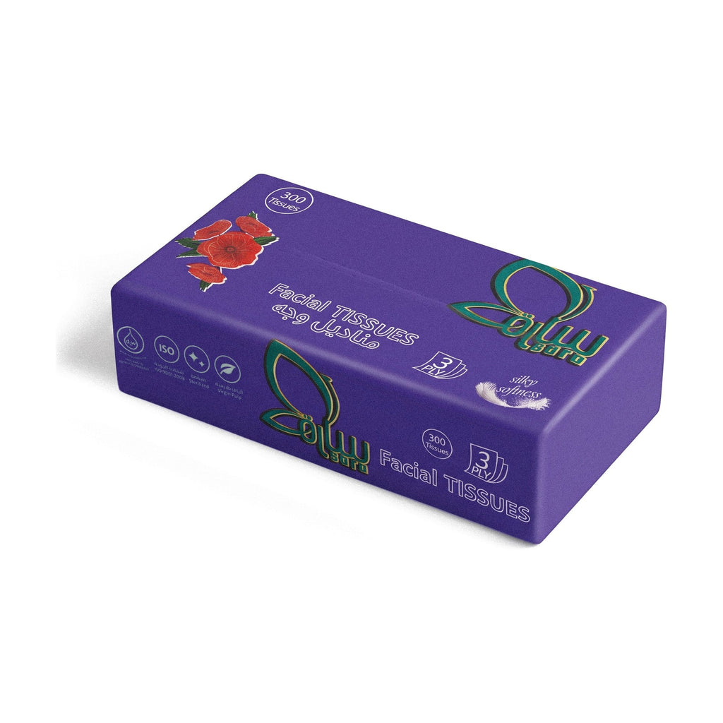 Sara Facial Tissues 300, single box, angled