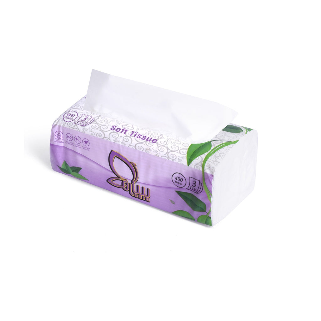 Sara Facial Tissues 400, single soft pack, side view