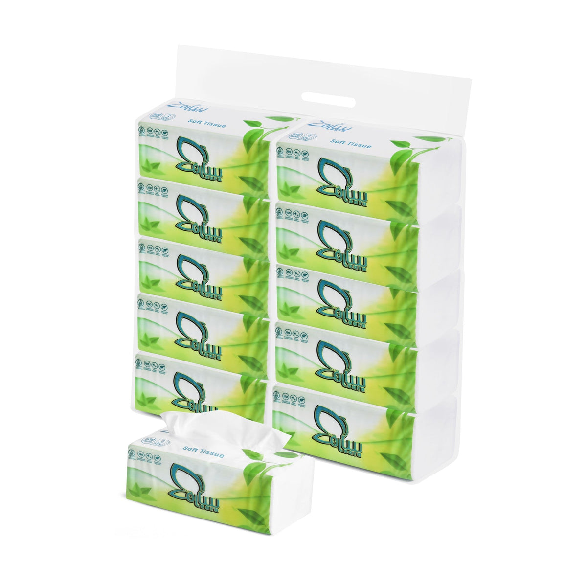 Sara Facial Tissues 500 Large, pack of 10, angled