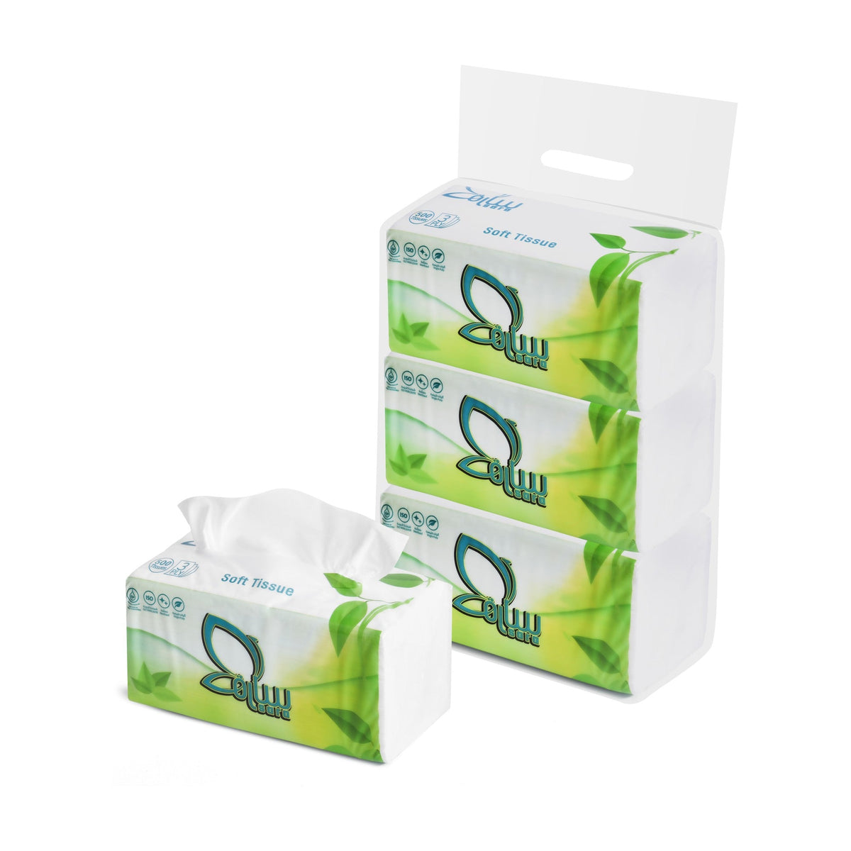 Sara Facial Tissues 500 Large, pack of 3, angled