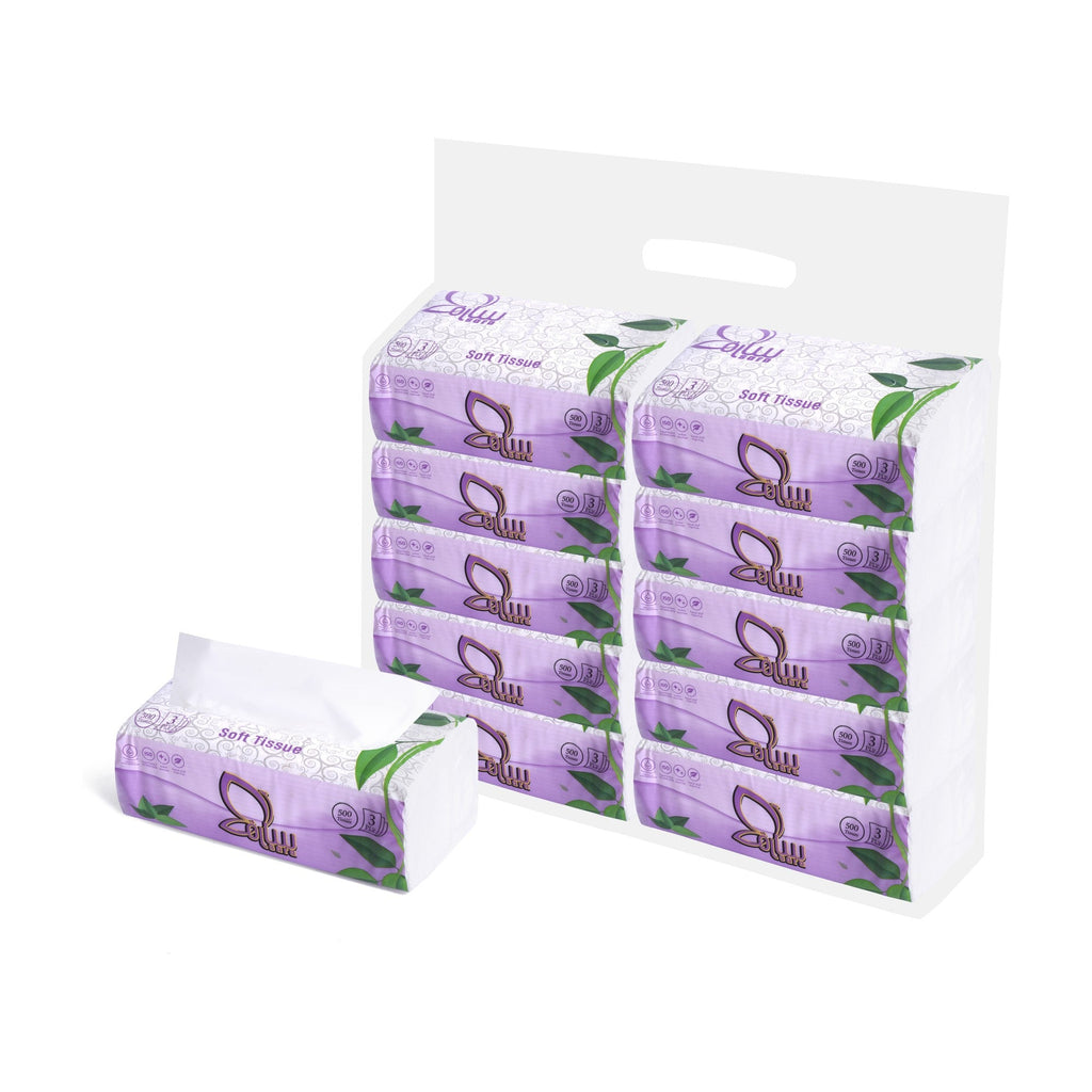 Sara Facial Tissues 500 Medium, pack of 10, angled
