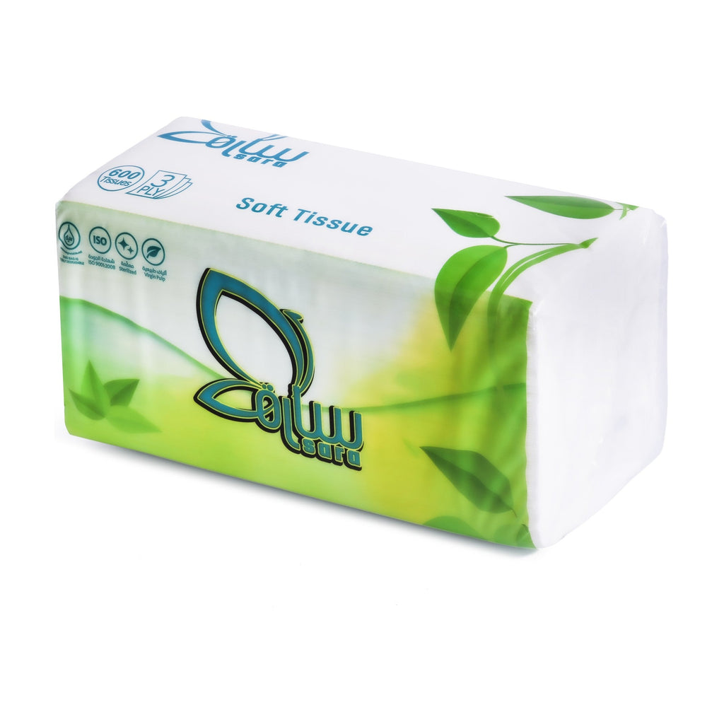 Sara Facial Tissues 600, single large box, angled