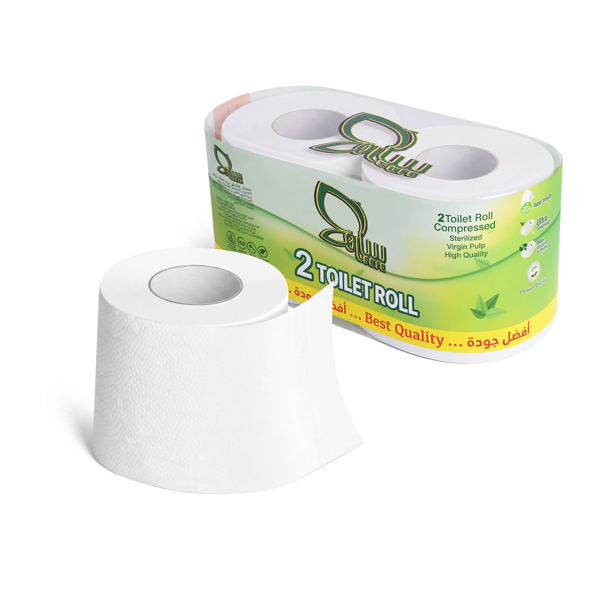 Sara Toilet Roll, 2-roll pack, side view